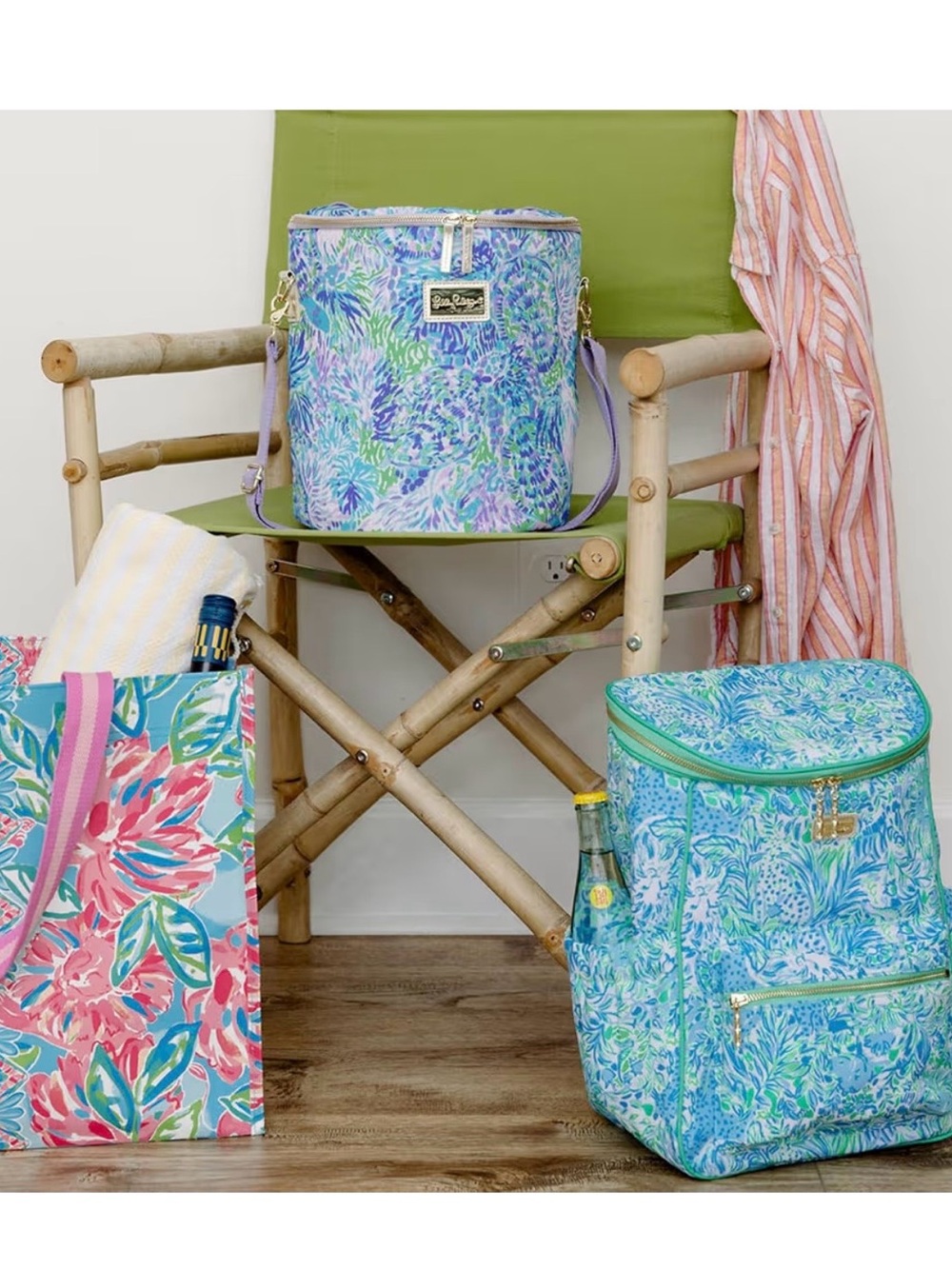 Lilly Pulitzer Blue & Green Floral Insulated Backpack Cooler Soft Bag - New - Picture 5 of 8